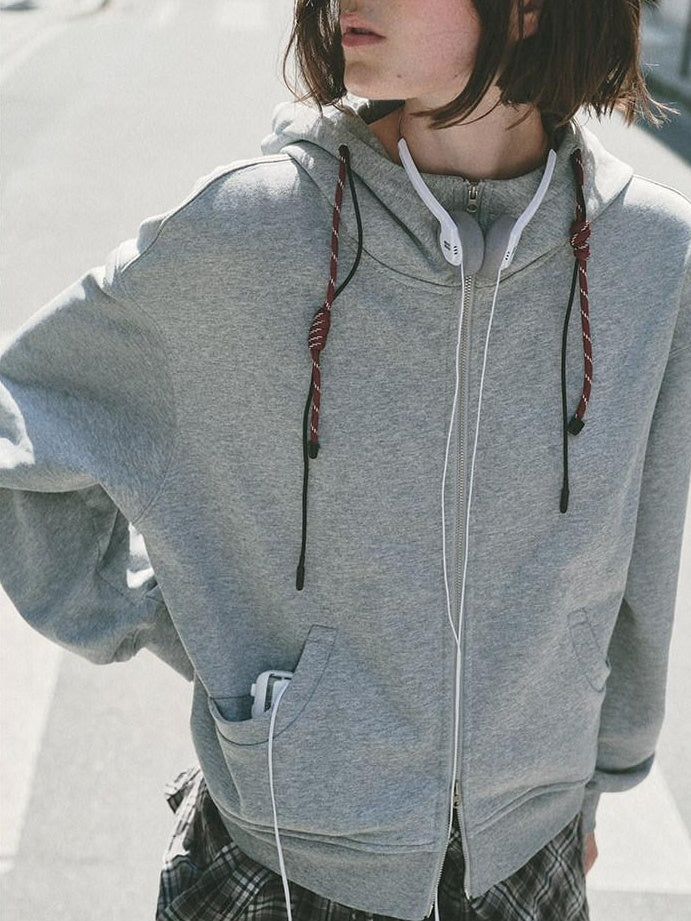 fano Two Piece Zip Up Oversized Long Sleeve Women Midweight Heather Grey Hoodie