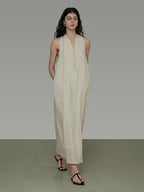 unspoken Soft Tencel Blend Minimal Halter Vneck Aline Relaxed Waist Maxi Dresses