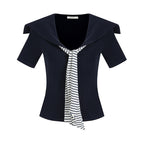 unspoken_Soft_Viscose_Knit_Slim_Fit_Colorblock_Tie_Women_Office_Short_Sleeve_T-Shirts_MISSTT