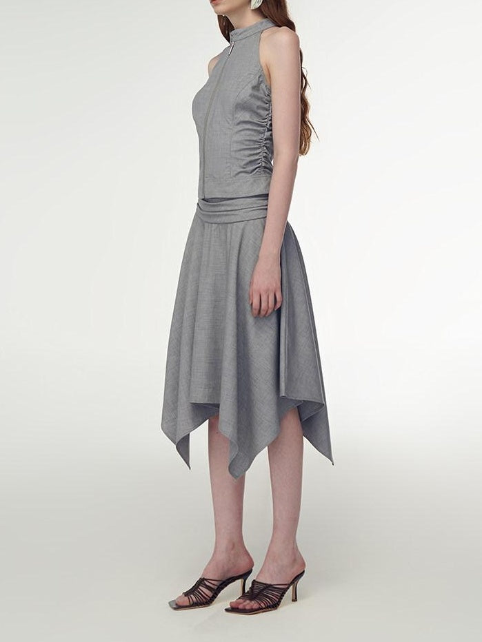 someone sometimes Chic Gray Cropped Top Midi Skirt Young Women S M L Top & Skirt Sets