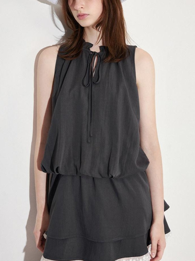 fano Viscose Blend Sleeveless Flared Waist Korean Office Date Off Shoulder Crop Tops
