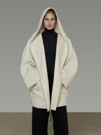 unspoken 100 Percent Sheep Wool Commuter Relaxed Notched Lapel White Wool Coats