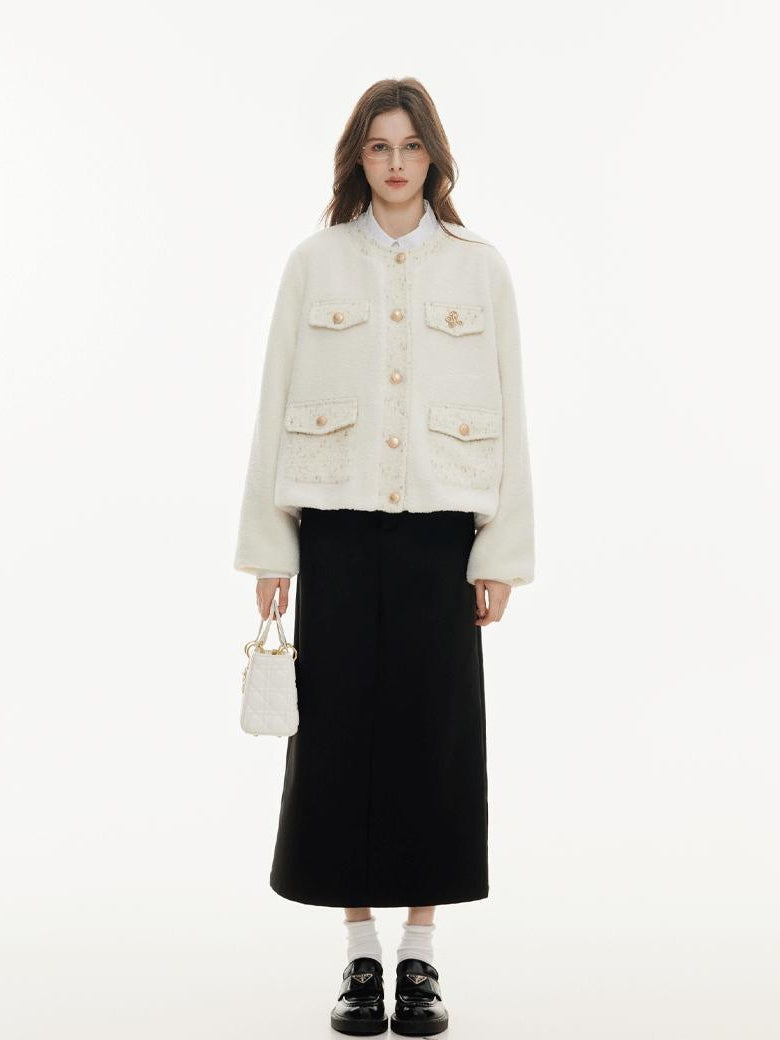 ikyou High Waist Embroidered A Line Casual Commuter Black Polyester Midi Skirts