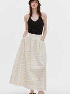 fano Lined 100% Cotton Soft Plaid A Line Mid Waist Loose Fit Korean Maxi Skirts