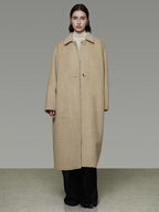 unspoken Thick Minimalist Loose Fit Structured Cut Office Light Camel Long Coats