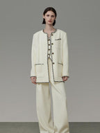unspoken Off White Three Piece Minimalist Casual Women S M L Lounge Top & Pants Sets