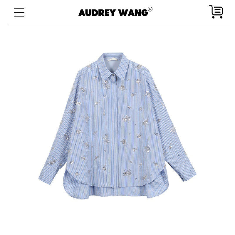 audreyyang_Holds_Shape_Casual_Loose_Colorblock_Striped_Drop_Shoulder_Women_Cotton_Shirts_MISSTT