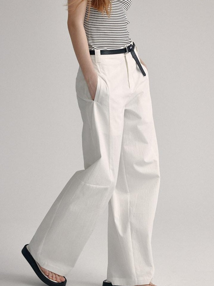 fano High Waist Sculpted Minimal Office Women Curved Pockets Rayon Wide Leg Pants