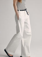 fano High Waist Sculpted Minimal Office Women Curved Pockets Rayon Wide Leg Pants