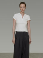 unspoken Moisture Wicking Slim V-neck Cropped Womens Viscose Blend Short Sleeve T-Shirts