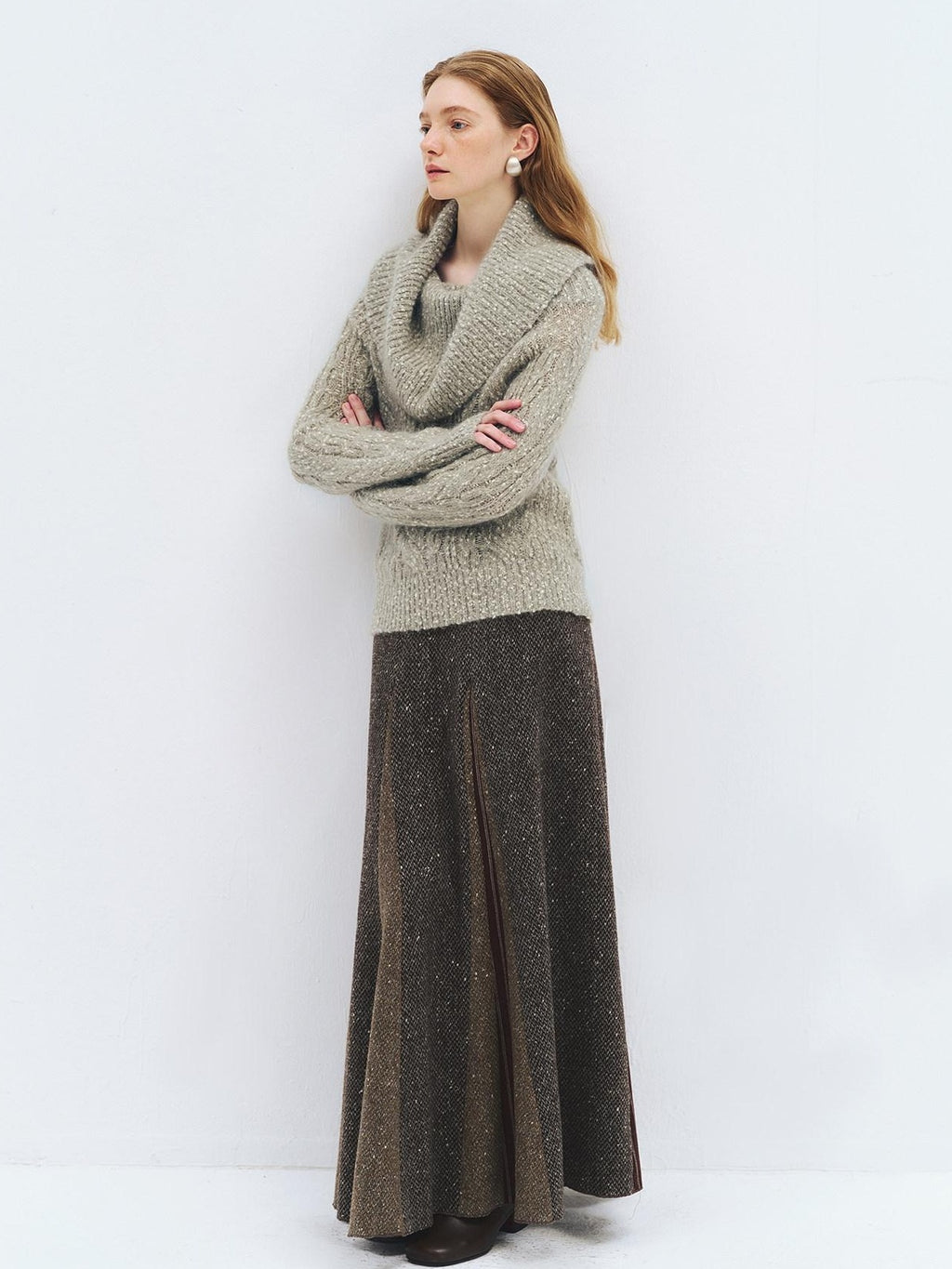someone sometimes Wool Mohair Blend Oversized Casual Knit Pullover Women Dark Mist Green Sweaters