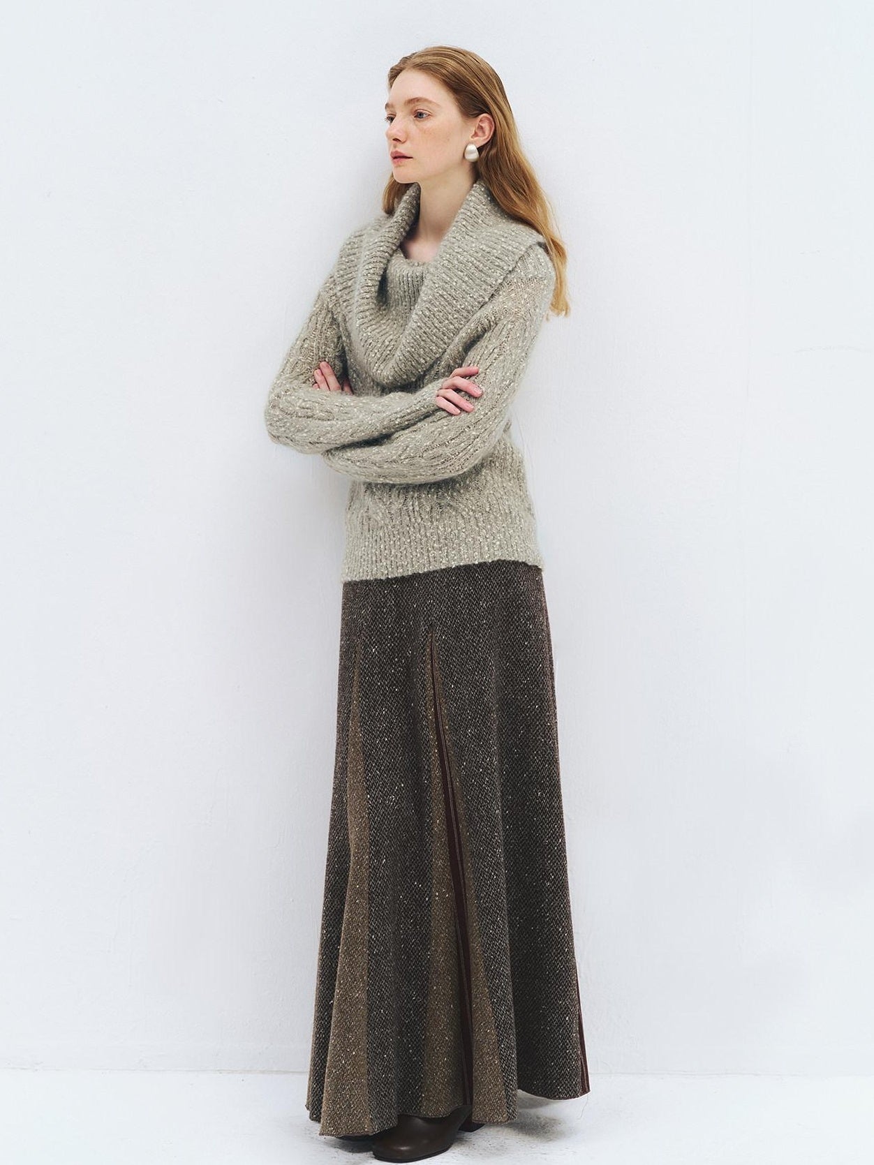 someone sometimes Wool Mohair Blend Oversized Casual Knit Pullover Women Dark Mist Green Sweaters