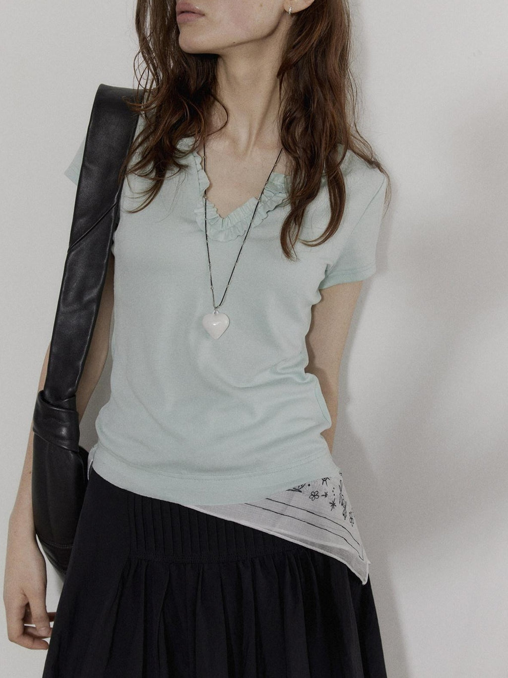 Lofi choose Comfortable V-neck Slim Fit Casual Women Dark Gray Green Short Sleeve T-Shirts