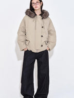 fano 90 White Duck Down Warm Commuter Straight Fit Patchwork Khaki Women Down Jackets