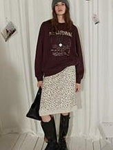 Lofi choose High Waist Casual Patchwork A Line Printed Polyester Office Midi Skirts