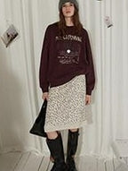 Lofi choose High Waist Casual Patchwork A Line Printed Polyester Office Midi Skirts