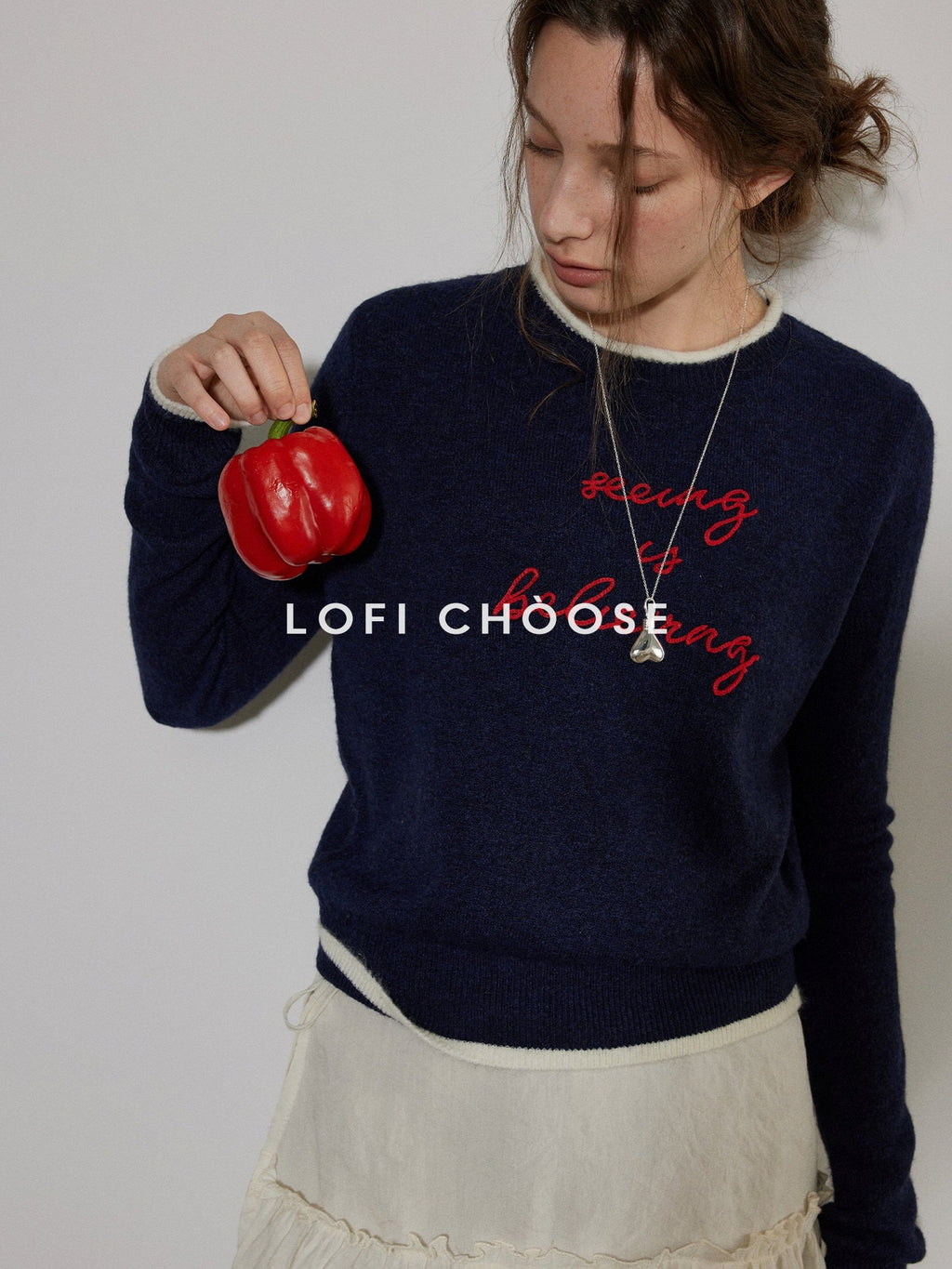 Lofi choose Colorblock Pullover Relaxed Fit Commuter Crewneck Casual Office Sweatshirt