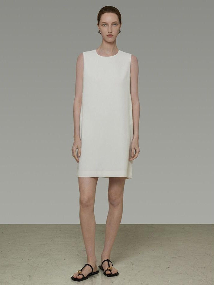 unspoken Minimal Sleeveless Natural Waist Structured Vest For Office Acetate Midi Dresses