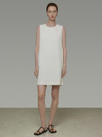 unspoken Minimal Sleeveless Natural Waist Structured Vest For Office Acetate Midi Dresses