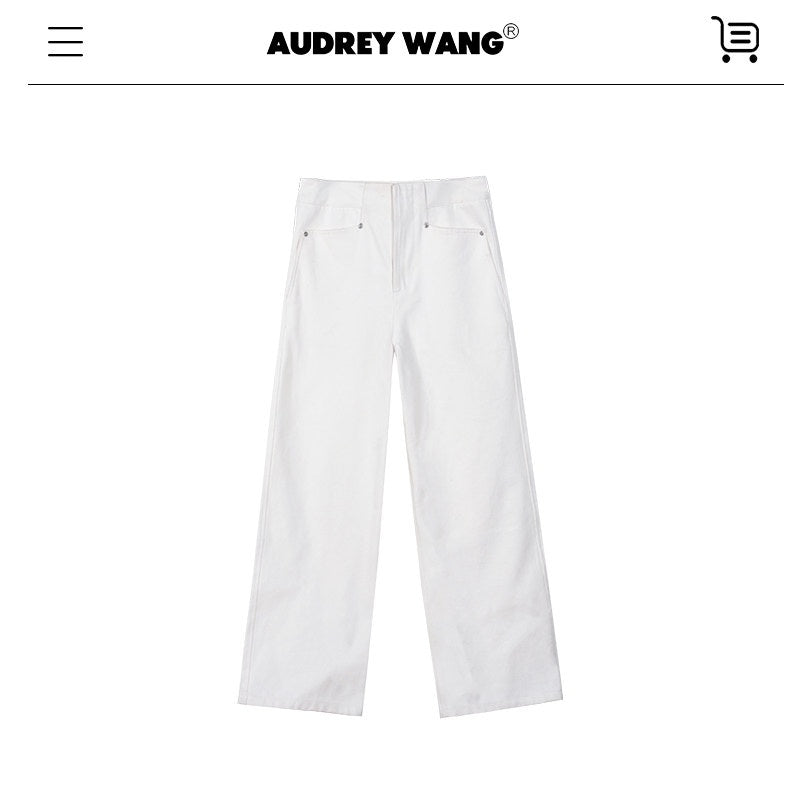 audreyyang_Breathable_Cotton_High_Waist_Tailored_Pockets_Button_Fly_White_Straight_Pants_MISSTT