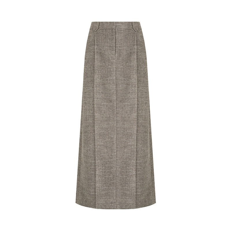 unspoken_Minimalist_Heather_Gray_Loose_Fit_Longsleeve_Office_Polyester_Top_&_Skirt_Sets_MISSTT
