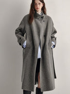 fano 100 Percent Sheep Wool Longline Minimal Commuter Straight Cut Women Wool Coats