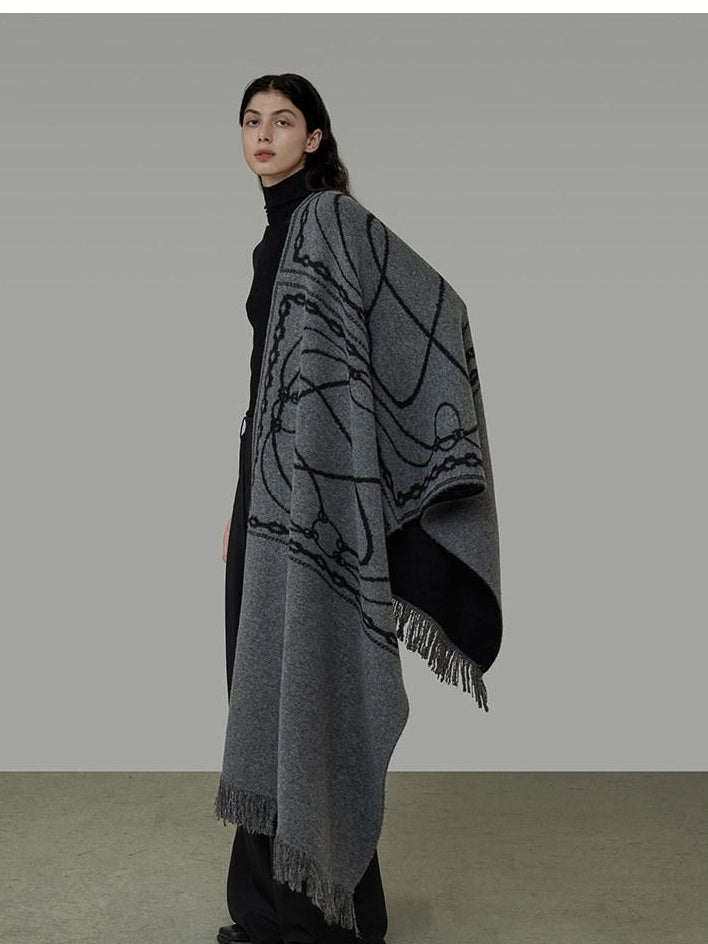 unspoken Cozy Double Sided Geometric Long Rectangular Warm Women Youth Polyester Scarves