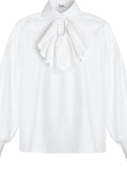 fano Breathable Lyocell Cotton Loose Casual Lace Petal Collar Women Blouses
