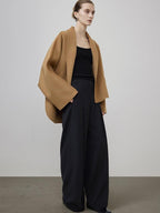 unspoken Asymmetric Sculpted Single Breasted Minimal Commuter Loose V-neck Wool Coats