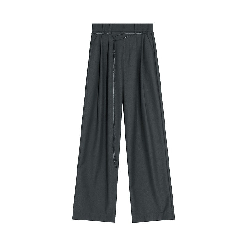 unspoken_Belted_Natural_Waist_Minimal_Office_Chic_Deep_Gray_Women_Wide_Leg_Pants_MISSTT