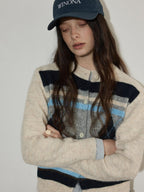 Lofi choose Cozy Poly Wool Blend Contrast Trim Diamond Knit Loose Fit Women Cardigans