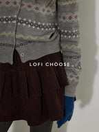 Lofi choose High Waist Cotton Puff Skirt Loose Commuter Women Brown Mini Skirts