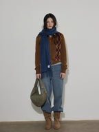 Lofi choose Soft Midweight British Argyle Contrast Button Women Knitwear Cardigans