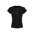 fano_Black_Slim_Fit_Half_Collar_Button_Commuter_Women_Lyocell_Short_Sleeve_T-Shirts_MISSTT