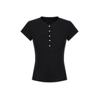 fano_Black_Slim_Fit_Half_Collar_Button_Commuter_Women_Lyocell_Short_Sleeve_T-Shirts_MISSTT