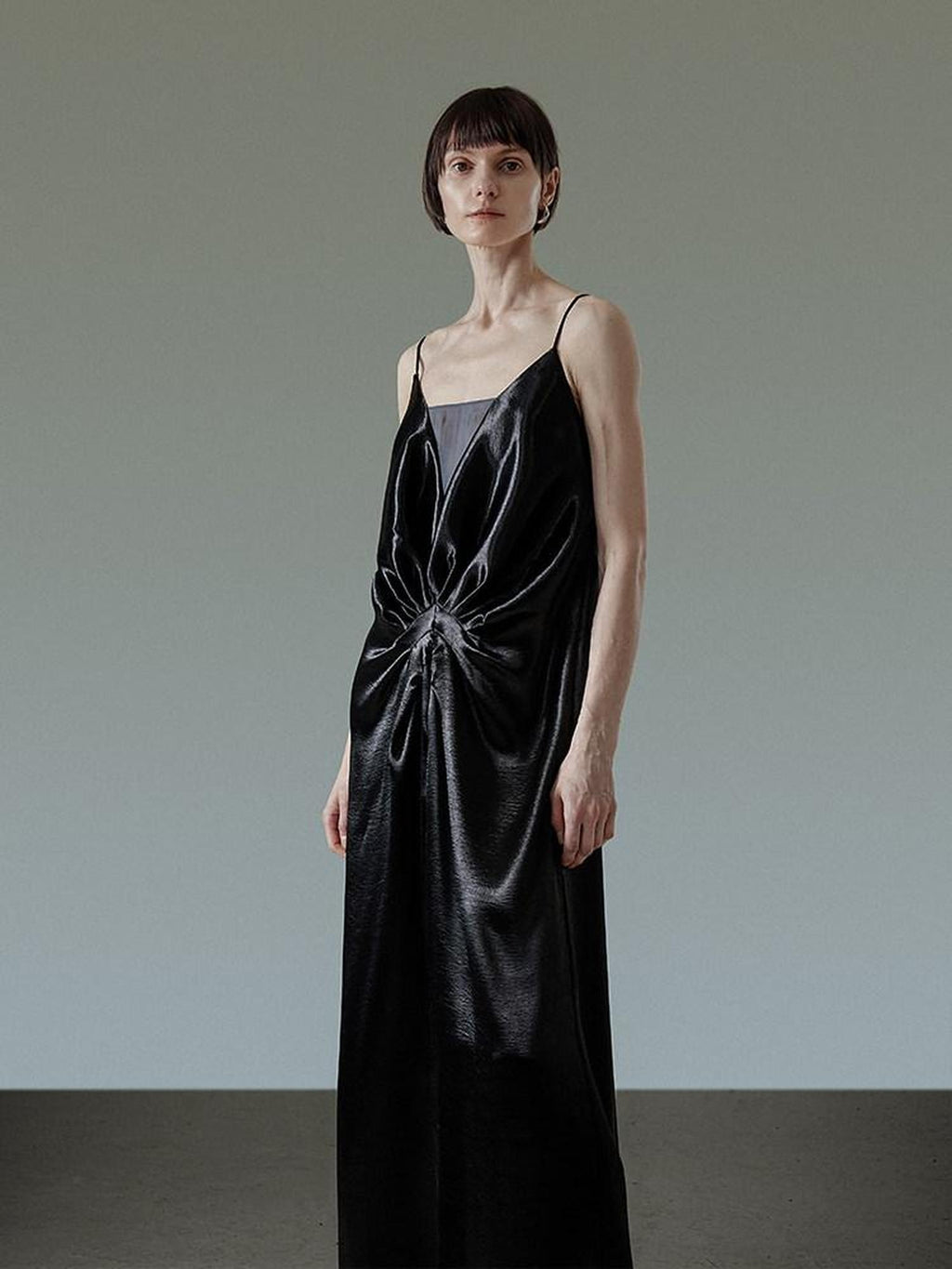 unspoken Satin Minimal V-neck Camisole Natural Waist City Commuter Women Maxi Dresses
