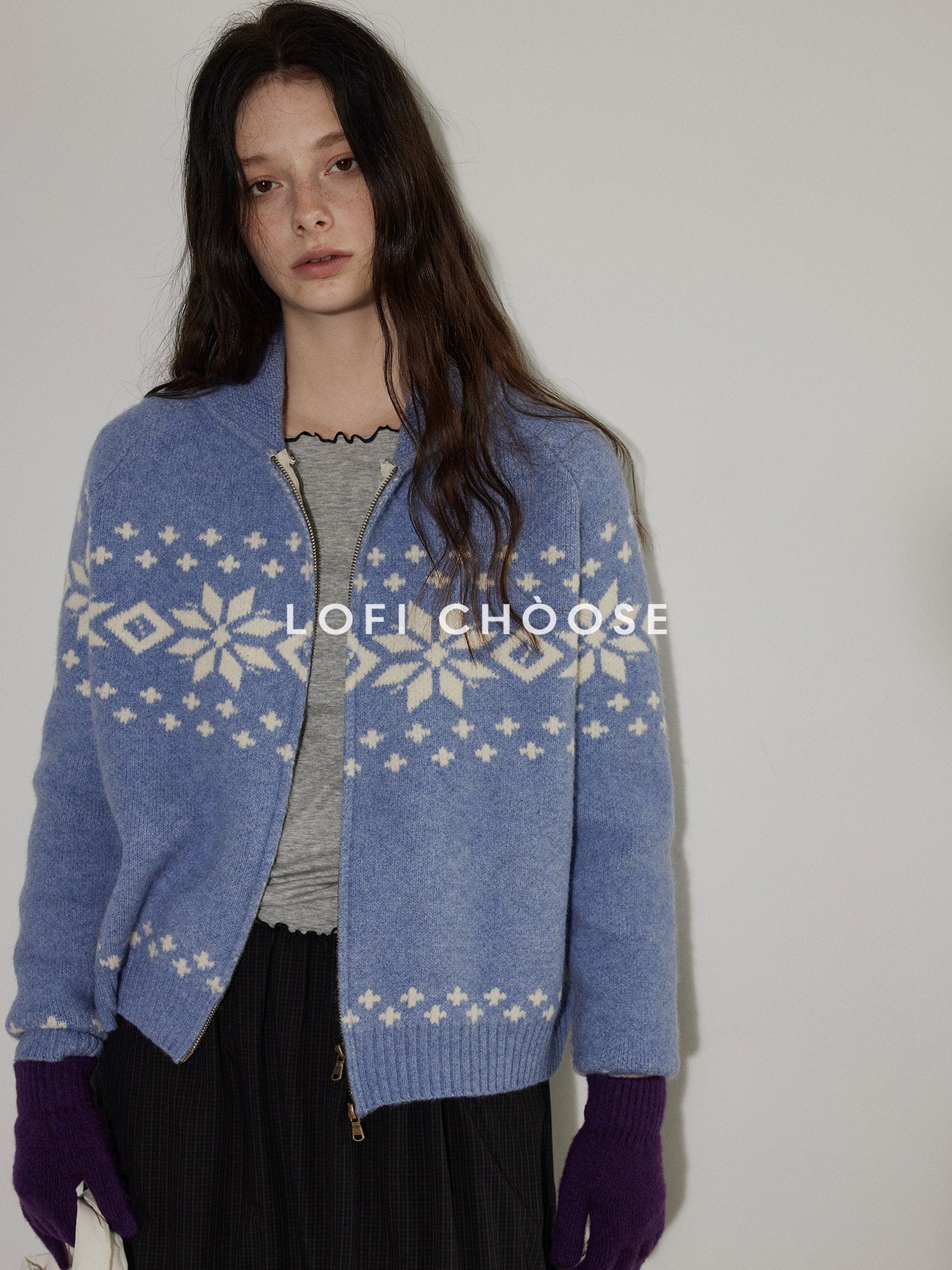 Lofi choose Cozy Thick Vintage Loose Zipper Women Acrylic Wool Cardigans