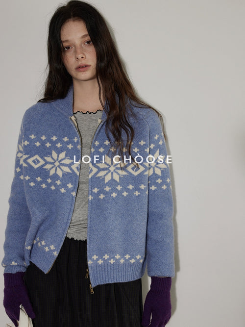 Lofi choose Cozy Thick Vintage Loose Zipper Women Acrylic Wool Cardigans