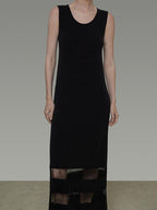 unspoken Elegant Sleeveless Cutout H Line Tank Dress City Commute Black Maxi Dresses