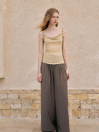 someonesometimes Pleated Zipper Slim Fit Chic Minimalist Women Recycled Fabric Camisoles