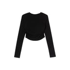 ikyou_Slim_Drawstring_Long_Sleeve_Combed_Cotton_Crewneck_Black_White_Basic_Crop_Tops_MISSTT