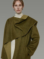unspoken Asymmetrical Lambswool Blend Oversized Minimal Commuter Tailored Wool Coats