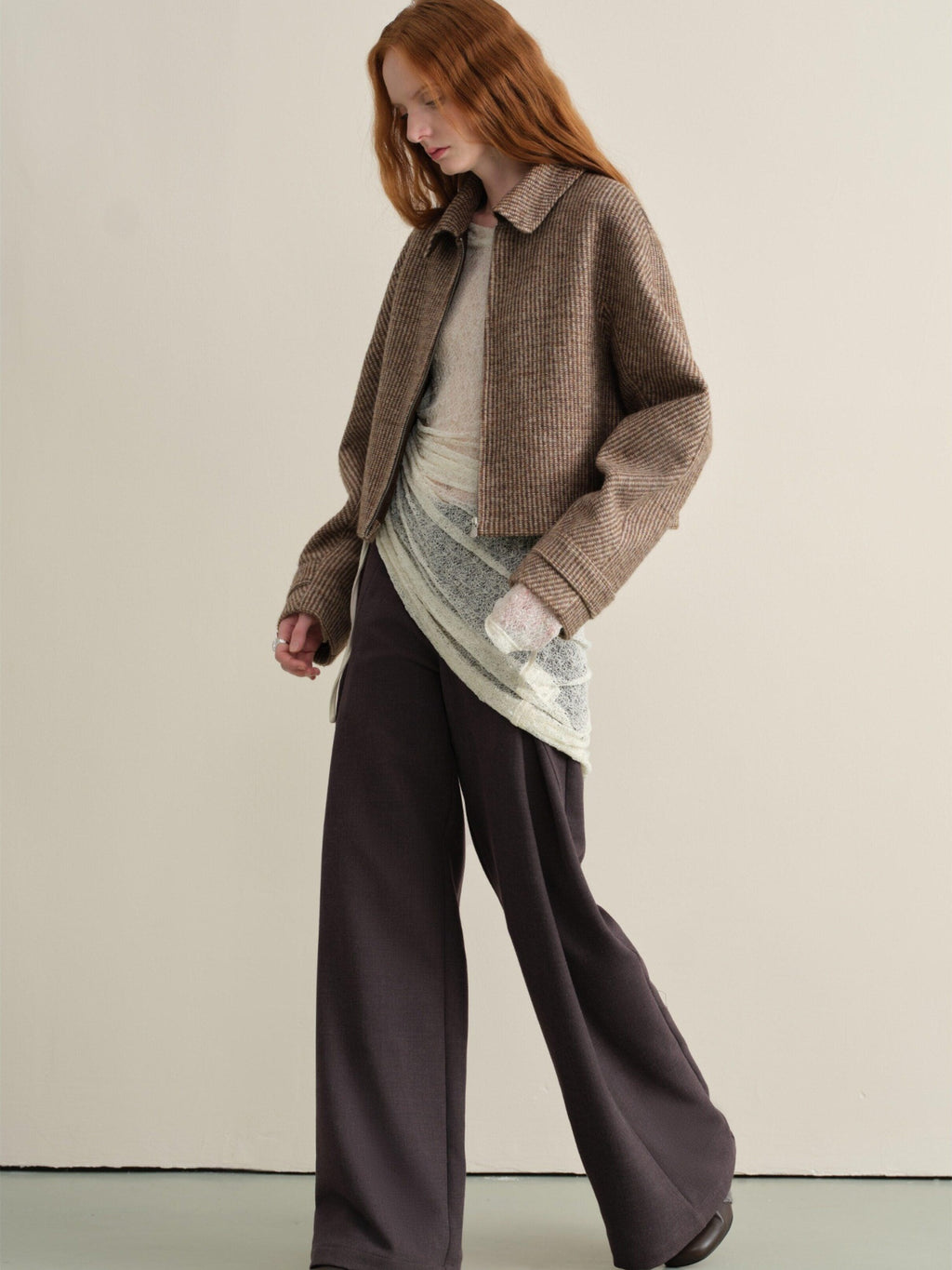 someonesometimes Wrinkle Resistant Minimal Workwear Natural Waist Women Purple Straight Pants