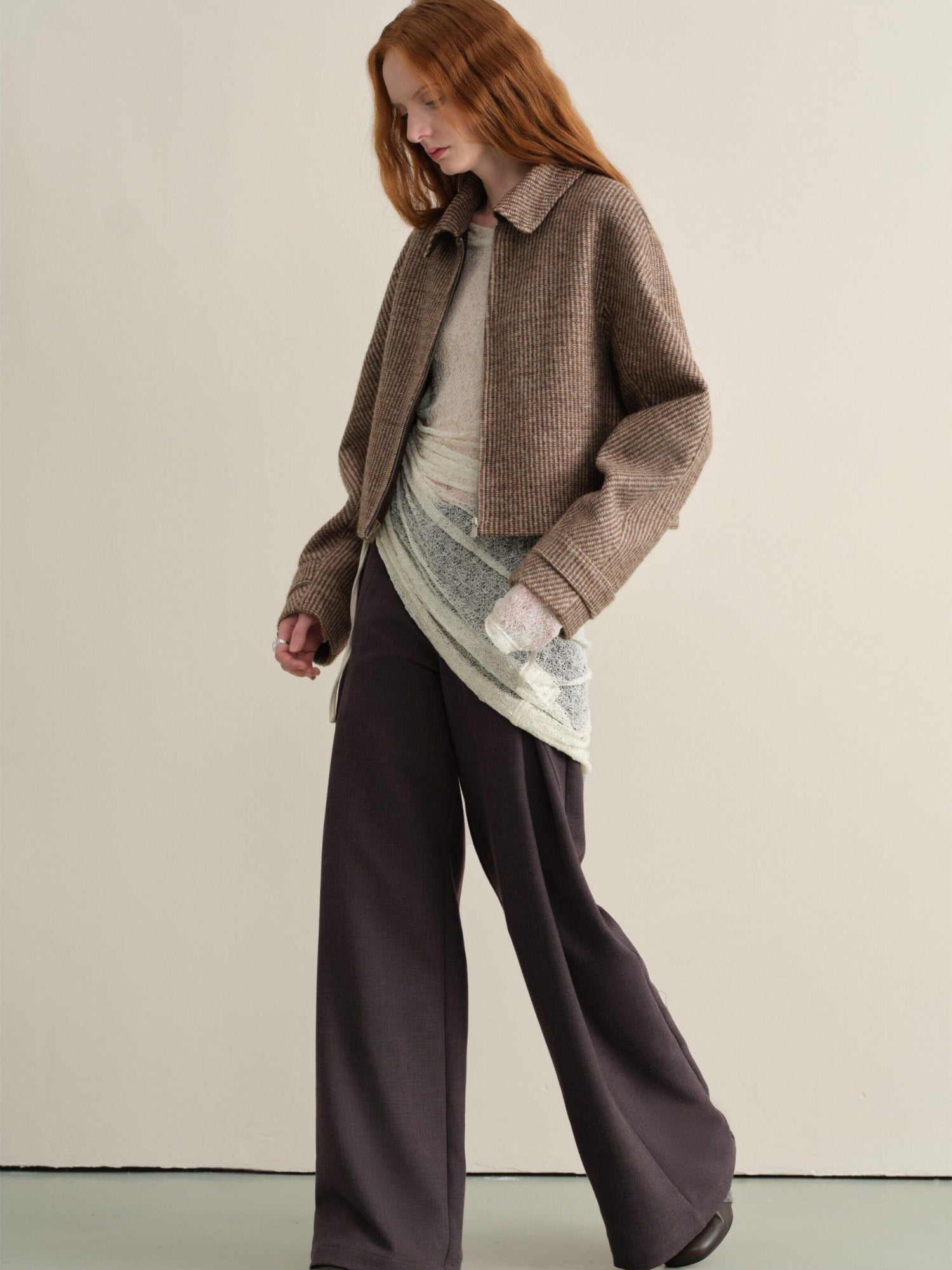 someonesometimes Wrinkle Resistant Minimal Workwear Natural Waist Women Purple Straight Pants