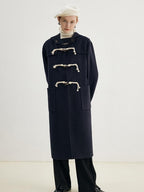 fano Thick Hooded Toggle Midlength Straight Pocket Commuter Solid Long Coats