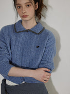 Lofi choose Comfortable Relaxed Fit Office Pullover Long Sleeve Knit Blue Green Sweaters