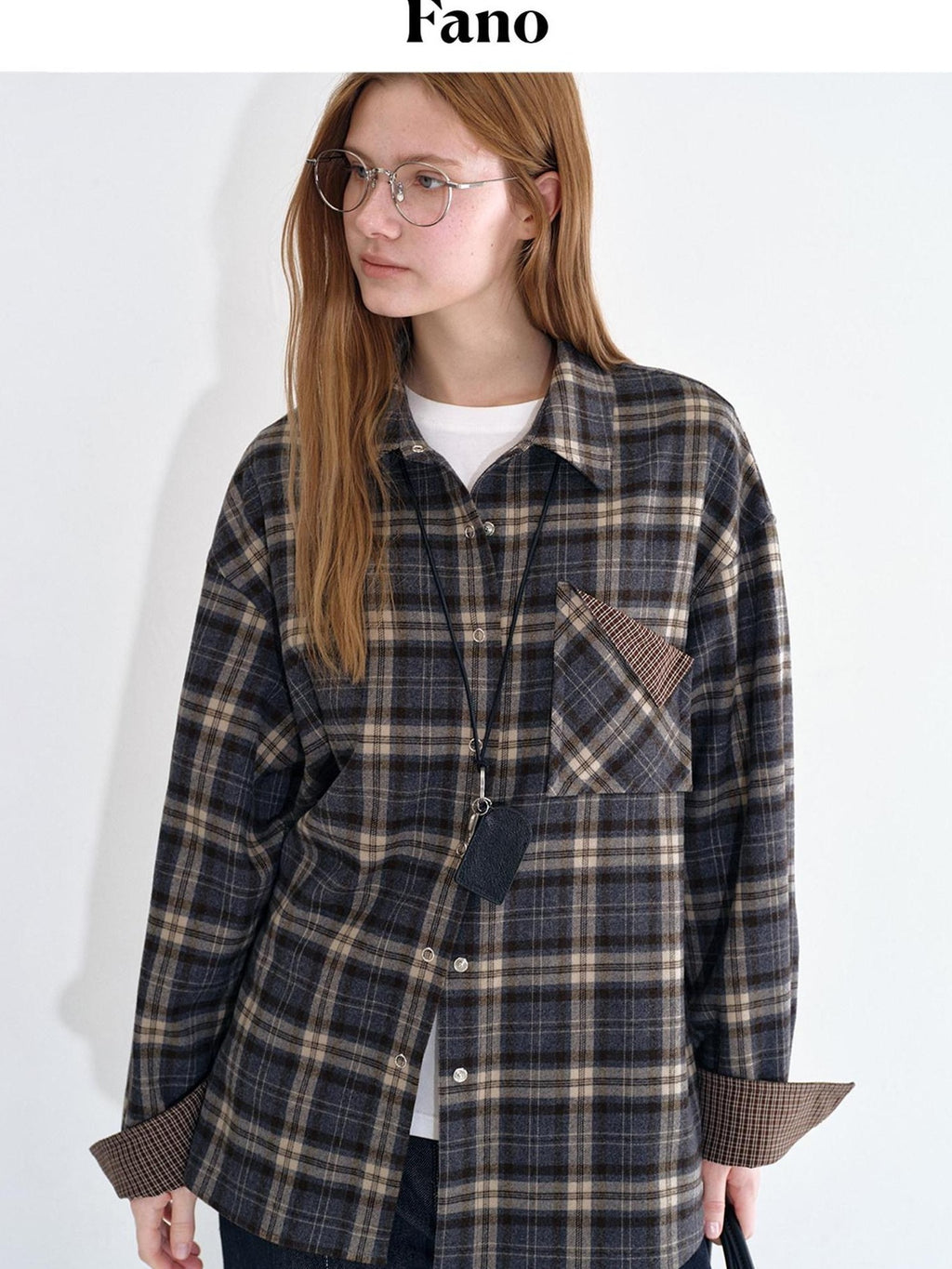 fano Breathable Viscose Oversized Plaid Lapel Button Front Women Everyday Shirts