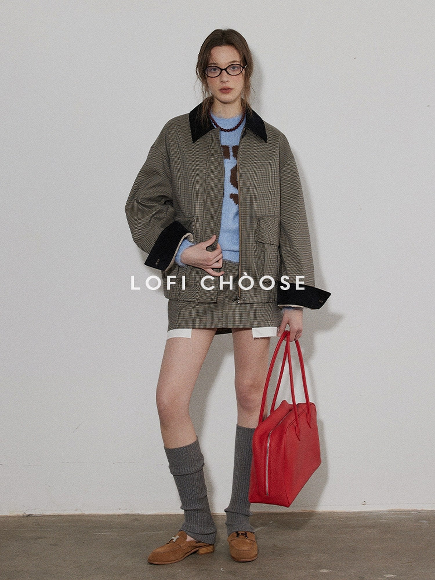Lofi choose Soft Knit Relaxed Crewneck Pullover Women Commuter Cloud Blue Sweaters