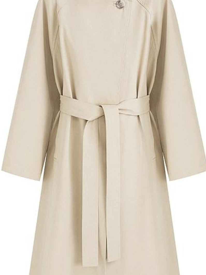 fano Lyocell Cotton Long Relaxed Korean Casual Single Breasted Beige Trench Coats