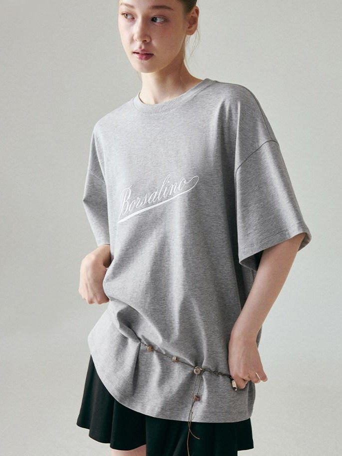 fano 100 Percent Cotton Loose Fit Korean Commuter Gray Crewneck Long Sleeve T-Shirts